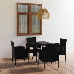 Sonata H Градински трапезен комплект, 5 части, полиратан, черен - Seturi pentru exterior