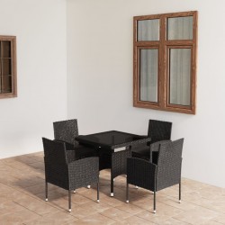 Sonata H Градински трапезен комплект, 5 части, полиратан, черен - Seturi pentru exterior