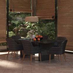 Sonata H Градински трапезен комплект, 7 части, полиратан, черен - Seturi pentru exterior