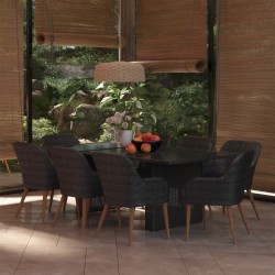 Sonata H Градински трапезен комплект, 9 части, полиратан, черен - Seturi pentru exterior