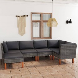 Sonata H Градински комплект с възглавници, 6 части, сив полиратан - Seturi pentru exterior