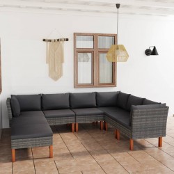 Sonata H Градински комплект с възглавници, 8 части, полиратан, сив - Seturi pentru exterior