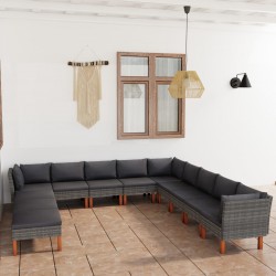 Sonata H Градински комплект с възглавници, 12 части, сив полиратан - Seturi pentru exterior