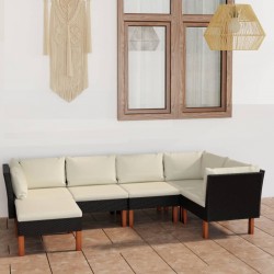 Sonata H Градински комплект с възглавници, 6 части, черен полиратан - Seturi pentru exterior