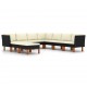 Sonata Set mobilier de grădină cu perne, 9 piese, negru, poliratan