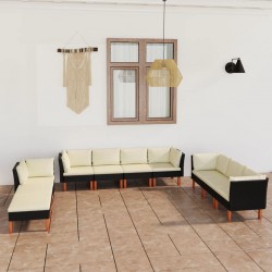 Sonata H Градински комплект с възглавници, 10 части, черен полиратан - Seturi pentru exterior
