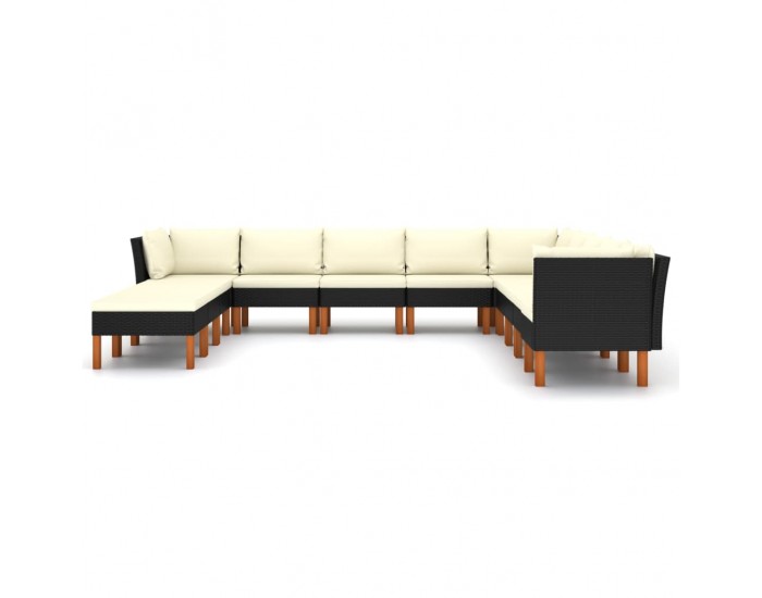 Sonata Set mobilier de grădină cu perne, 12 piese, negru, poliratan