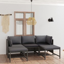 Sonata H Градински комплект с възглавници, 5 части, полиратан, сив - Seturi pentru exterior