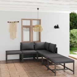 Sonata H Градински комплект с възглавници, 6 части, полиратан, сив - Seturi pentru exterior