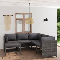 Sonata H Градински комплект с възглавници, 6 части, полиратан, сив - Seturi pentru exterior