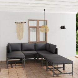 Sonata H Градински комплект с възглавници, 7 части, полиратан, сив - Seturi pentru exterior