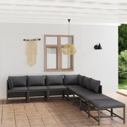 Sonata H Градински комплект с възглавници, 8 части, полиратан, сив - Seturi pentru exterior