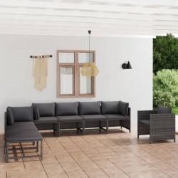 Sonata H Градински комплект с възглавници, 8 части, полиратан, сив - Seturi pentru exterior