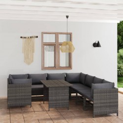 Sonata H Градински комплект с възглавници, 9 части, полиратан, сив - Seturi pentru exterior