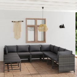 Sonata H Градински комплект с възглавници, 9 части, полиратан, сив - Seturi pentru exterior