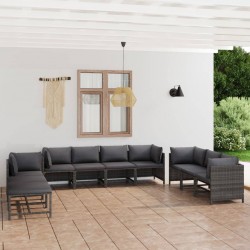 Sonata H Градински комплект с възглавници, 10 части, полиратан, сив - Seturi pentru exterior
