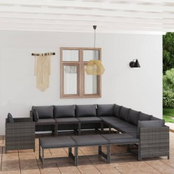 Sonata H Градински комплект с възглавници, 12 части, полиратан, сив - Seturi pentru exterior