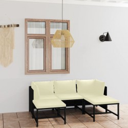 Sonata H Градински комплект с възглавници, 5 части, черен полиратан - Seturi pentru exterior