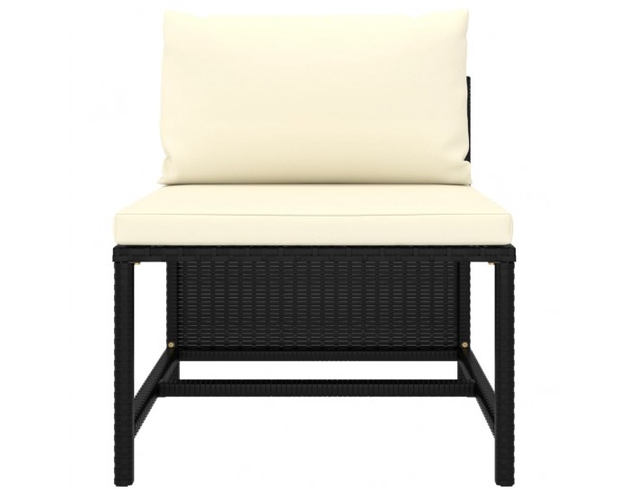 Sonata Set mobilier de grădină cu perne, 9 piese, negru, poliratan