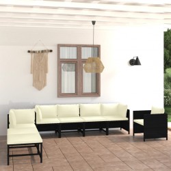 Sonata H Градински комплект с възглавници, 8 части, черен полиратан - Seturi pentru exterior