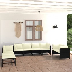 Sonata H Градински комплект с възглавници, 10 части, черен полиратан - Seturi pentru exterior