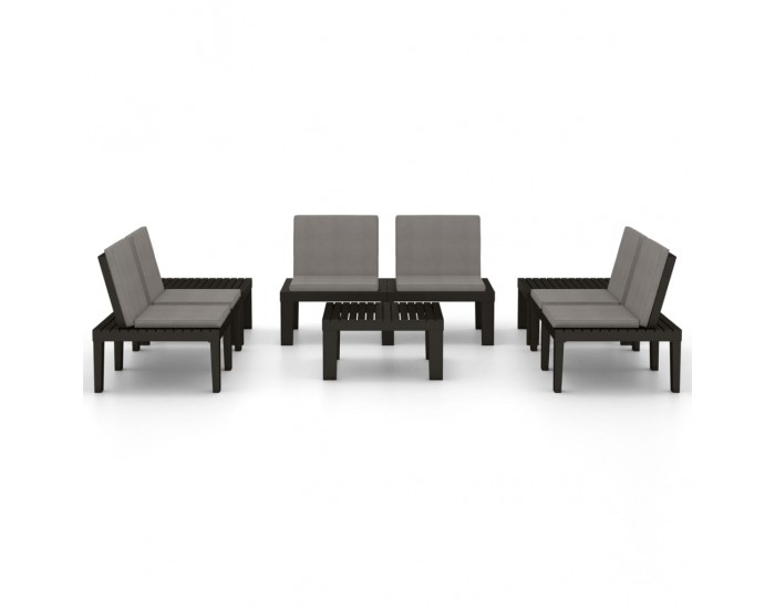 Sonata Set mobilier de grădină cu perne, 6 piese, gri, plastic