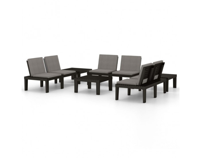 Sonata Set mobilier de grădină cu perne, 6 piese, gri, plastic