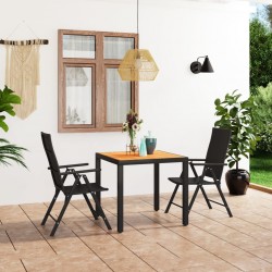Sonata H Градински трапезен комплект, 3 части, черно и кафяво - Seturi pentru exterior