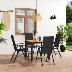 Sonata H Градински трапезен комплект, 5 части, черно и кафяво - Seturi pentru exterior