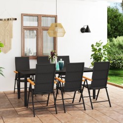 Sonata H Градински трапезен комплект, 7 части, черно и кафяво - Seturi pentru exterior