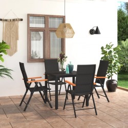 Sonata H Градински трапезен комплект, 5 части, черно и кафяво - Seturi pentru exterior