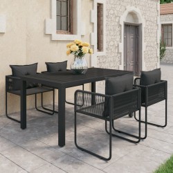 Sonata H Градински трапезен комплект, 5 части, PVC ратан, черен - Seturi pentru exterior