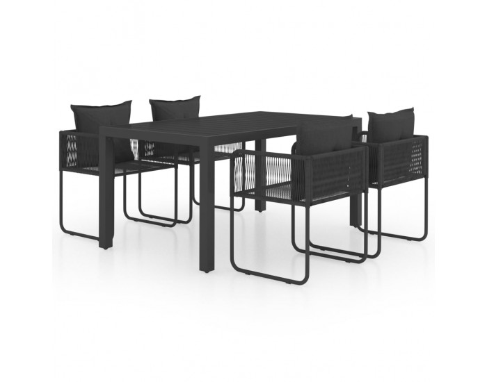 Sonata H Градински трапезен комплект, 5 части, PVC ратан, черен