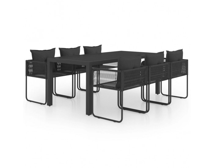 Sonata H Градински трапезен комплект, 7 части, PVC ратан, черен