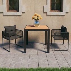 Sonata H Градински трапезен комплект, 3 части, PVC ратан, черно-кафяв - Seturi pentru exterior