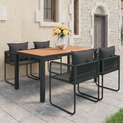Sonata H Градински трапезен комплект, 5 части, PVC ратан, черно-кафяв - Seturi pentru exterior