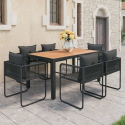 Sonata H Градински трапезен комплект, 7 части, PVC ратан, черно-кафяв - Seturi pentru exterior
