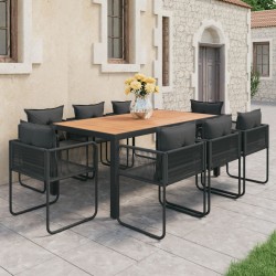 Sonata H Градински трапезен комплект, 9 части, PVC ратан, черно-кафяв - Seturi pentru exterior