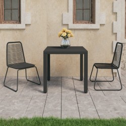 Sonata H Градински трапезен комплект, 3 части, PVC ратан, черен - Seturi pentru exterior