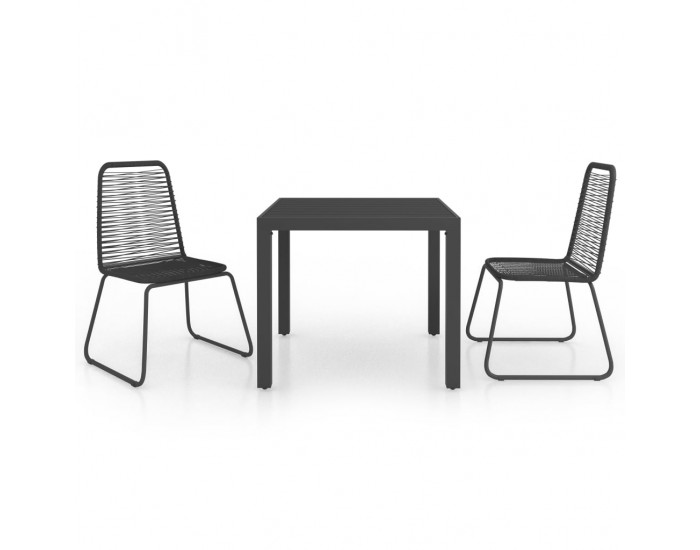 Sonata H Градински трапезен комплект, 3 части, PVC ратан, черен
