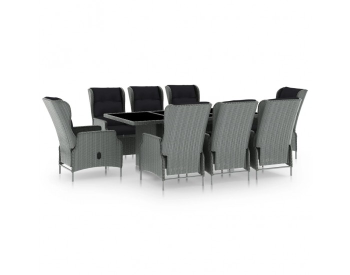 Sonata Set mobilier de exterior cu perne 9 piese gri deschis poliratan