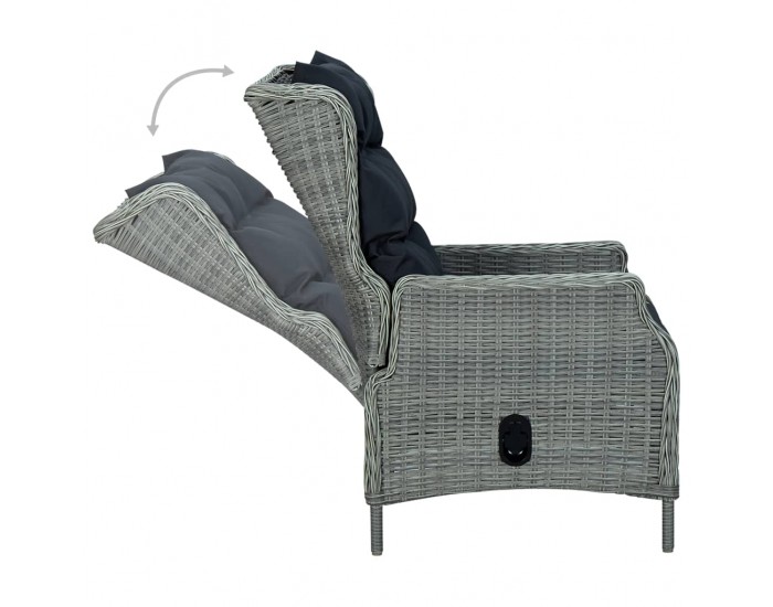 Sonata Set mobilier exterior cu perne, 9 piese, gri deschis, poliratan