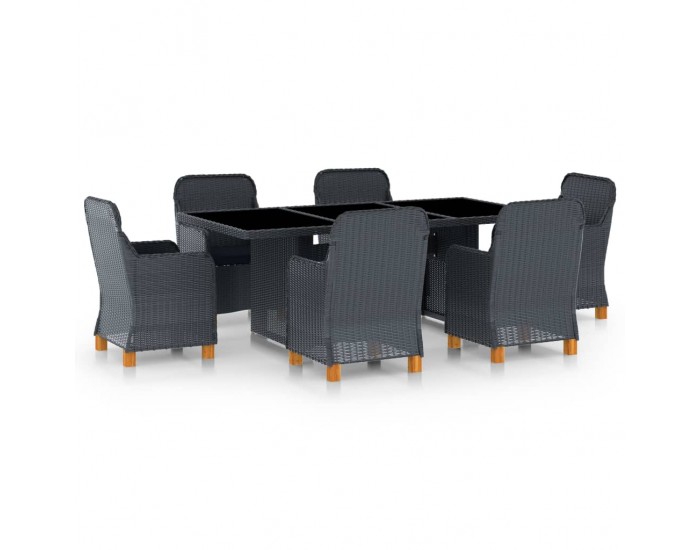 Sonata Set mobilier exterior cu perne, 7 piese, gri închis, poliratan