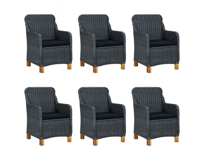 Sonata Set mobilier exterior cu perne, 7 piese, gri închis, poliratan