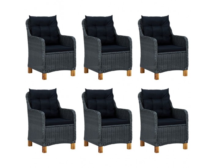Sonata Set mobilier exterior cu perne, 7 piese, gri închis, poliratan