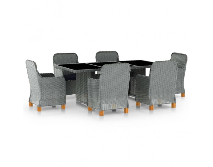 Sonata Set mobilier de exterior cu perne,7 piese,gri deschis,poliratan