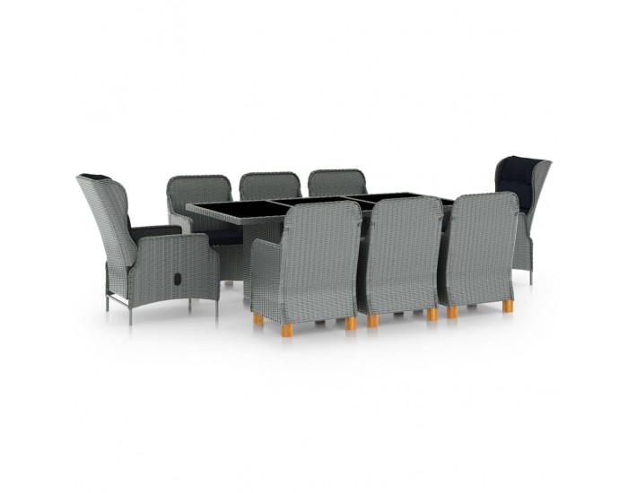 Sonata Set mobilier de exterior cu perne,9 piese,gri deschis,poliratan