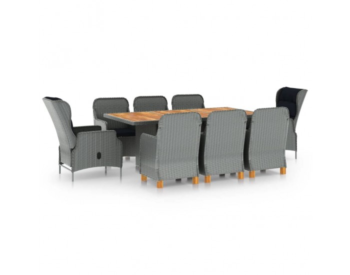 Sonata Set mobilier de exterior cu perne,9 piese,gri deschis,poliratan