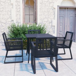 Sonata H Градински трапезен комплект, 5 части, PVC ратан, черен - Seturi pentru exterior