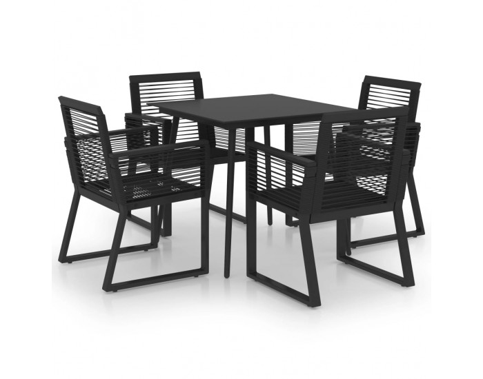 Sonata H Градински трапезен комплект, 5 части, PVC ратан, черен